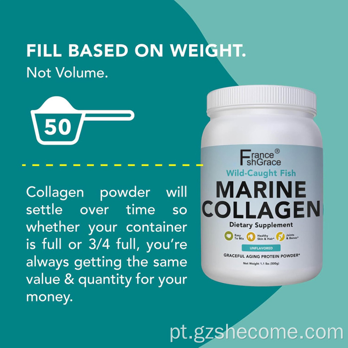 Peptídeos de colágeno marinho Suporte em pó para a saúde da pele